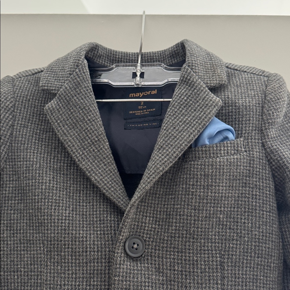 ♣️ Mayoral Charcoal Blazer with Sky Blue Accent ♣️ - Picture 2 of 2